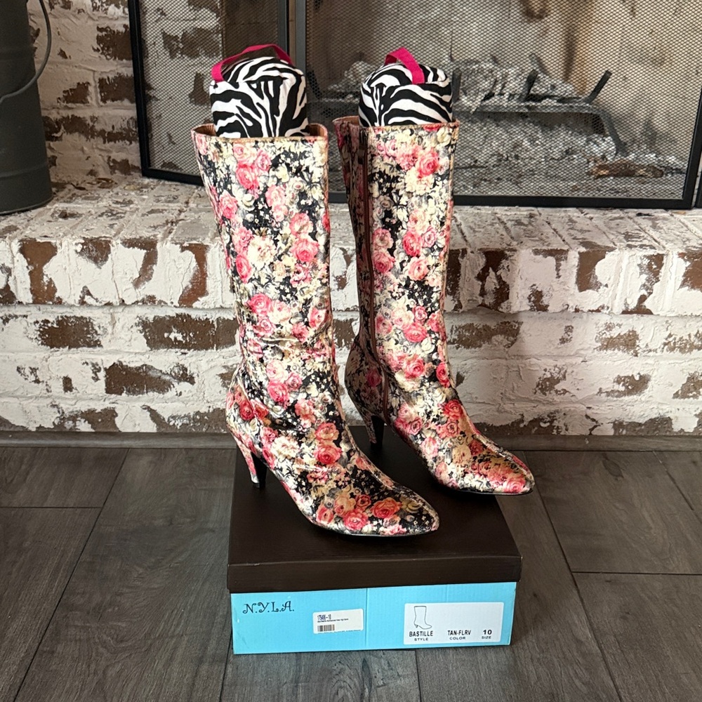 N.Y.L.A. Bastille Floral Heeled Boots